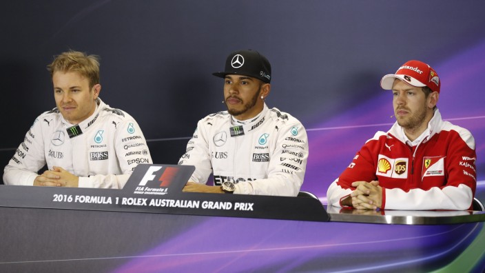 Motorsport: Die üblichen Drei: Nico Rosberg, Lewis Hamilton, Sebastian Vettel (von links).