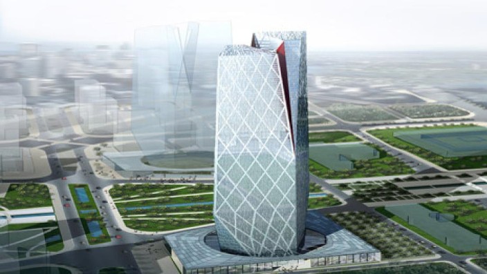 Architektur: Die Struktur des "Secuplex"-Towers in Shanghai soll ein zweites WTC-Fiasko 15 Jahre nach 9/11 unmöglich machen.