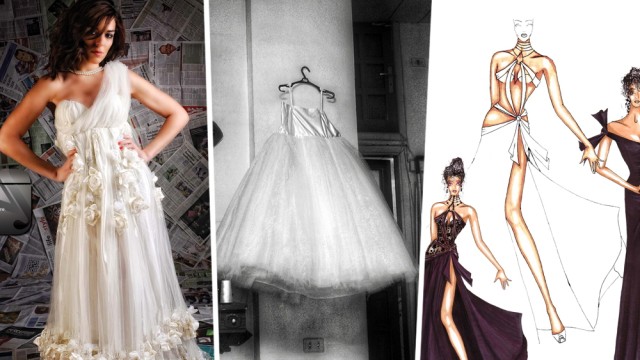 Serie "Syrischer Alltag": Nizar Jafars Entwürfe. In der Mitte: Das letzte Kleid, das der Designer in seinem Damaszener Atelier angefertigt hat.