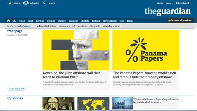 Blick in die Presse: Zeitgleich mit der Süddeutschen Zeitung berichtete in Großbritannien der Guardian über die Panama Papers.