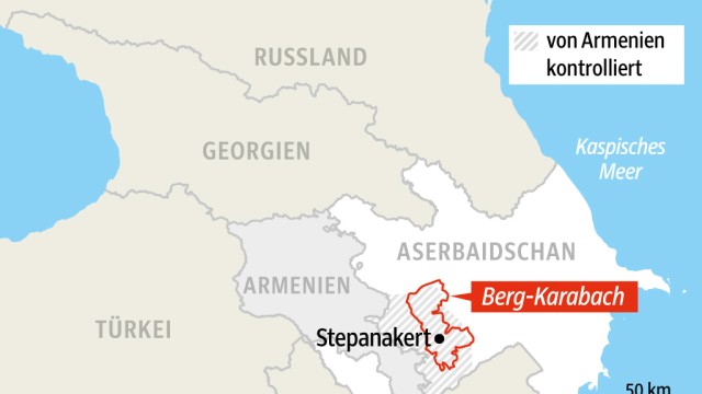 Berg-Karabach: Konfliktregion Berg-Karabach. SZ-Karte