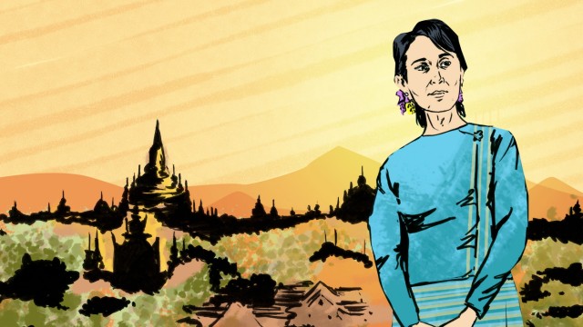 Illustration Reiseserie GUTE REISE Wie wir Urlaub machen wollen Aung San Suu Kyi Myanmar