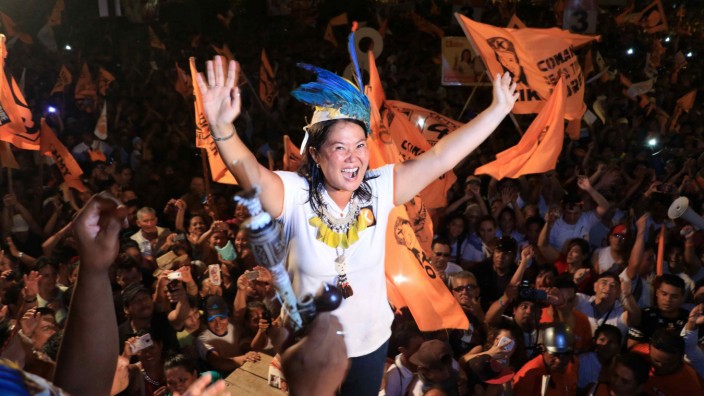Peruvian presidential candidate Keiko Fujimori holds campaign ral