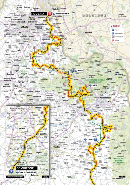 Streckenverlauf Paris-Roubaix