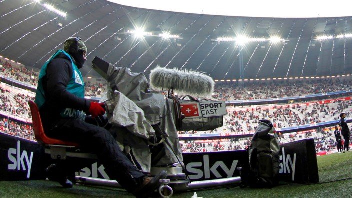 File photo of a television cameraman of SKY SPORT filming before the German Bundesliga first division soccer match between Bayern Munich and 1. FC Kaiserslautern in Munich