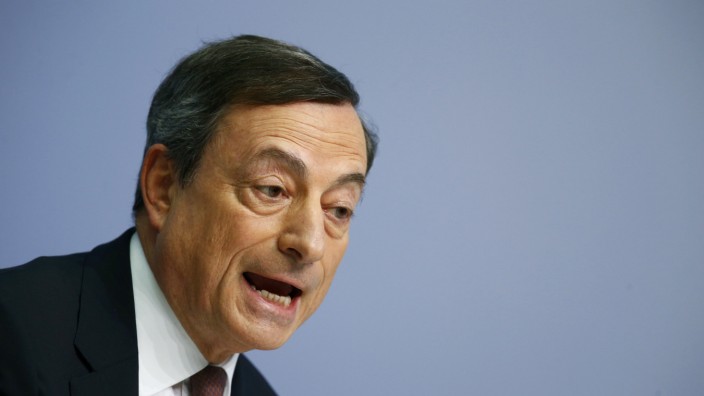 European Central Bank (ECB) President Draghi speaks during a news conference at the ECB headquarters in Frankfurt