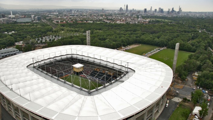 Erhöhte Ansicht des Stadions, Commerzbank-Arena, Frankfurt, Hessen, Deutschland