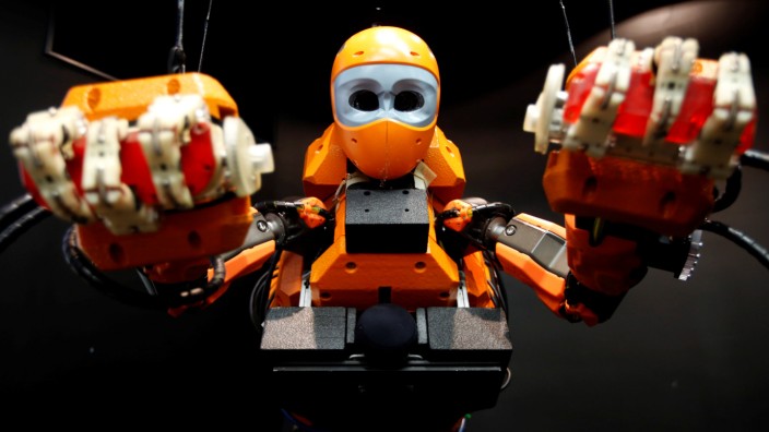 Humanoid Diving Robot OceanOne is seen during its presentation at the History Museum in Marseille