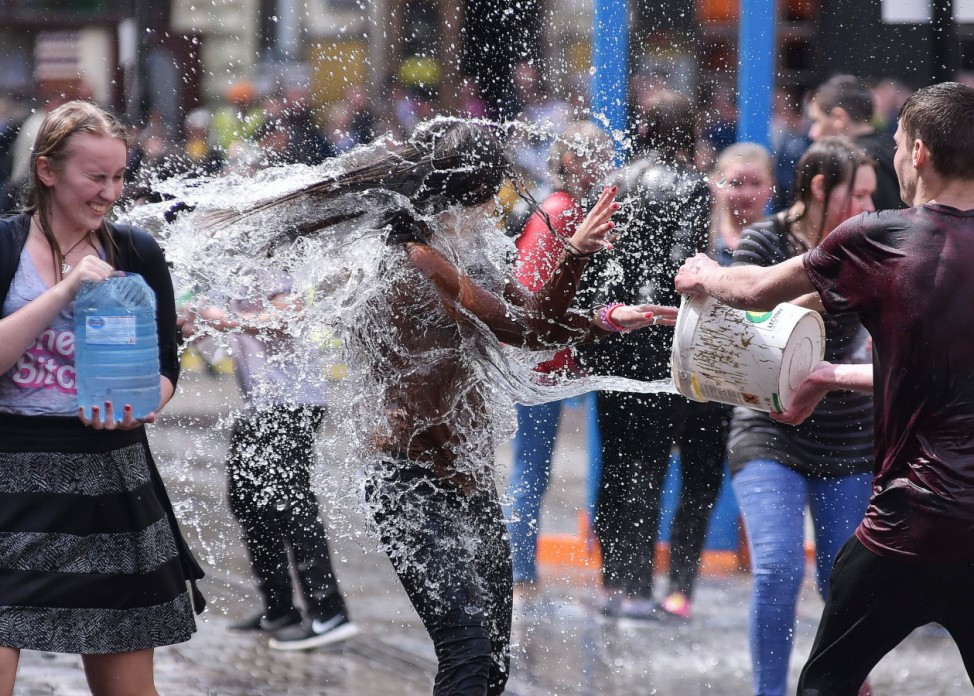 Cleansing tradition by pouring water in Ukraine