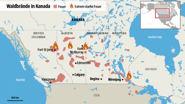 Waldbrände in Kanada: SZ-Karte; Quelle: Natural Resources Canada