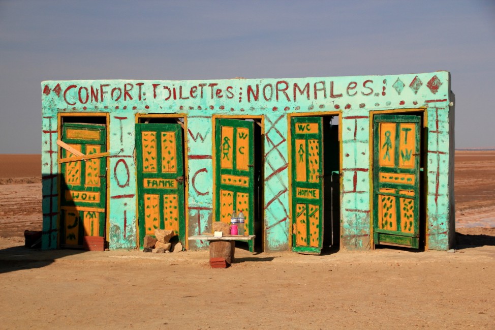 500px Photo ID: 117442319 - Toilets next to the road in Chott el Djerid, a large endorheic salt lake in southern Tunisia.