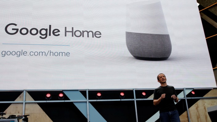 Mario Queiroz introduces Google Home during the Google I/O 2016 developers conference in Mountain View, California