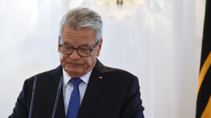 Bundespräsident Gauck: Bundespräsident Joachim Gauck bei seiner Rede im Schloss Bellevue.