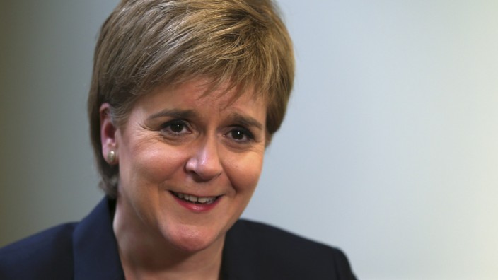 Scotland's First Minister Nicola Sturgeon poses for a photograph during an interview in Scotland's devolved Parliament in Edinburgh, Scotland