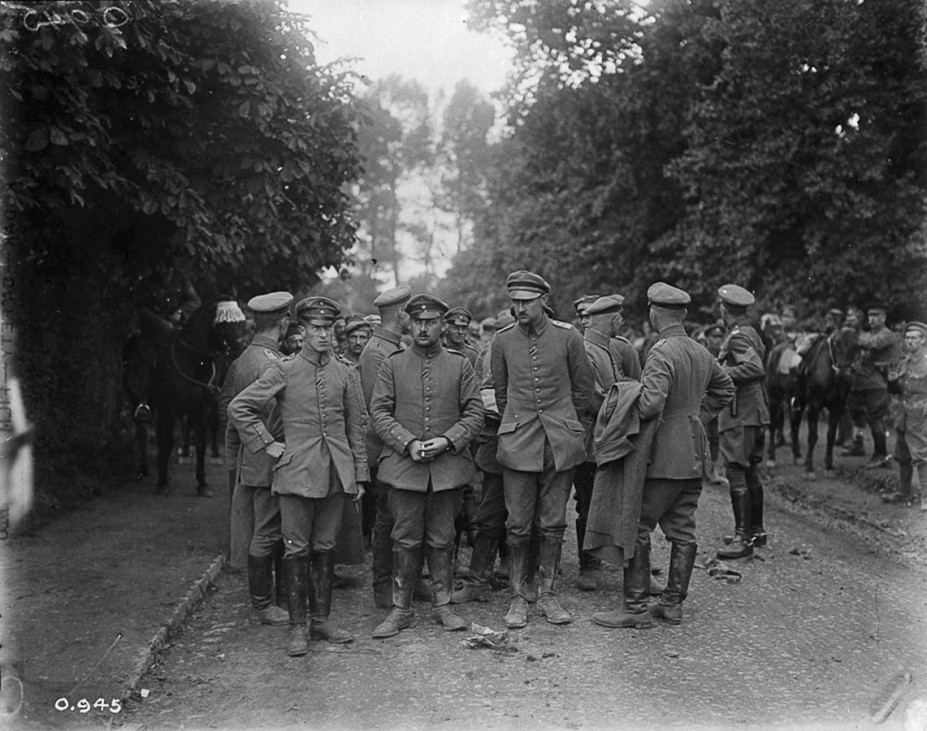 Canadian archive photo shows German officers captured by Canadians during the Battle of the Somme