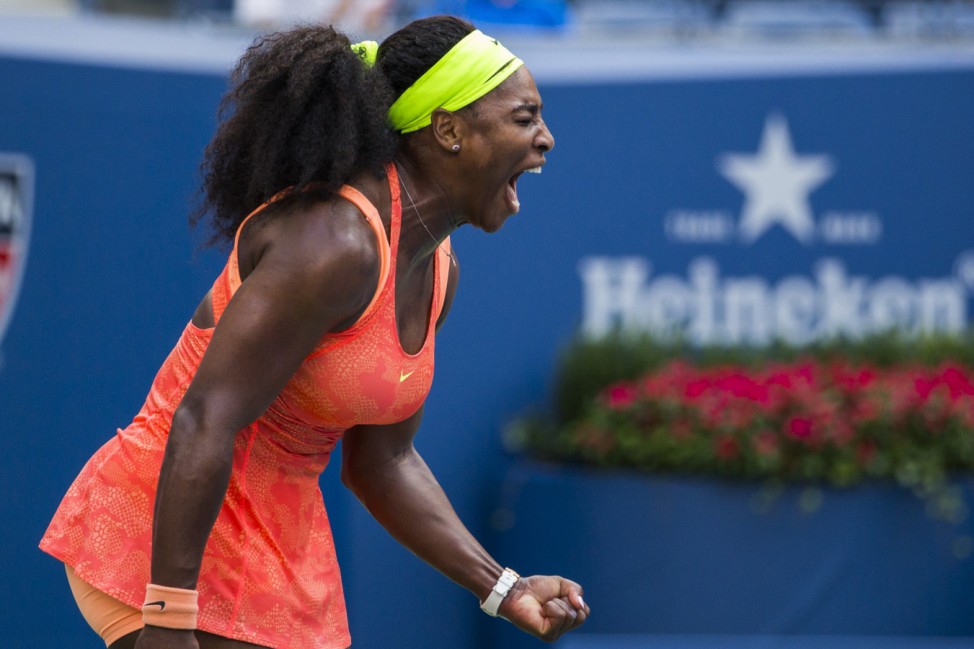 Williams of the U.S. celebrates after defeating Bertens of the Netherlands during their second round match at the U.S. Open Championship tennis tournament in New York