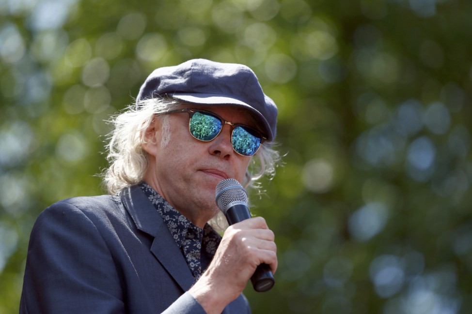 Musician Bob Geldof addresses a demonstration against Britain's decision to leave the European Union, in central London