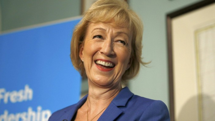 Andrea Leadsom, a candidate to succeed David Cameron as British prime minister, speaks at a news conference in central London