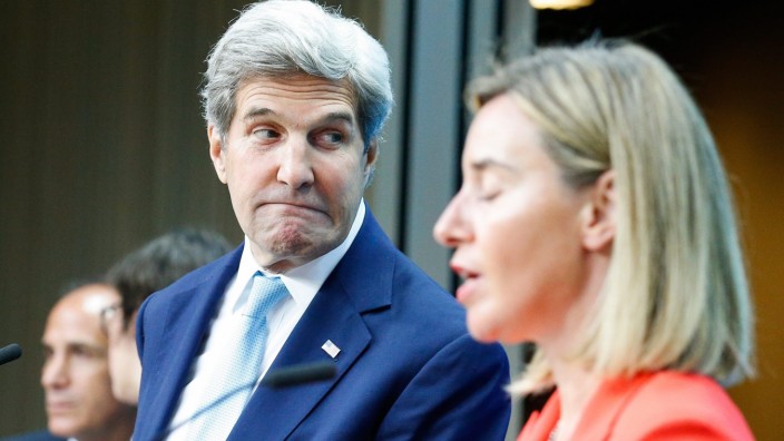 US State Secretary Kerry in Brussels prior EU Foreign Affairs Cou