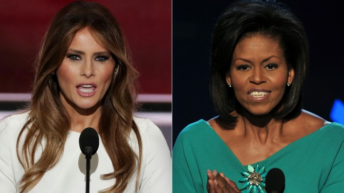 Parteitag der Republikaner: Melania Trump (links) hat von Michelle Obama abgekupfert.