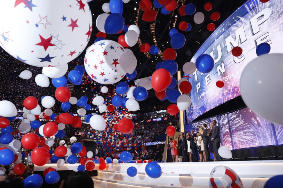 Balloons fall  at the end of the final session of the Republican National Convention in Cleveland