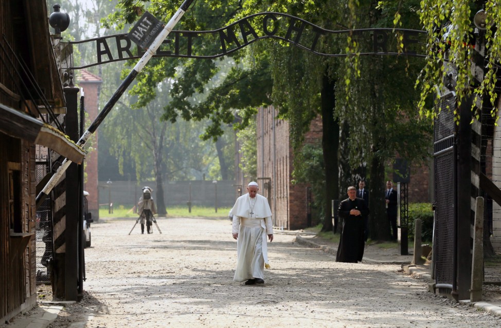 Pope Francis visits the former Nazi German concentration camp KL