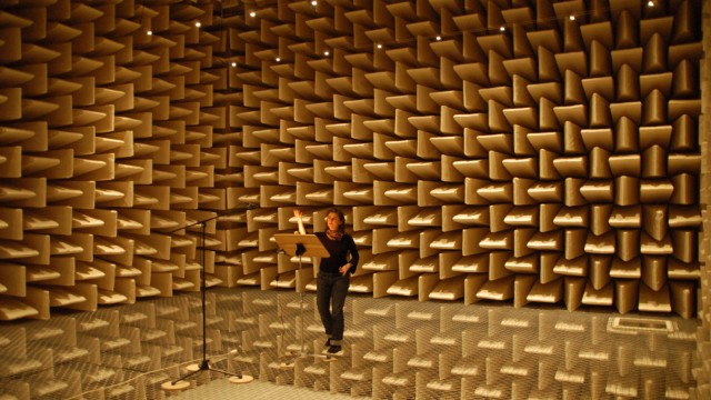 Musik: In einem reflexionsarmen Raum lassen sich "trockene" Tonspuren ohne Nachhall aufzeichnen. Die Akustik realer Spielorte wird danach künstlich beigemischt.