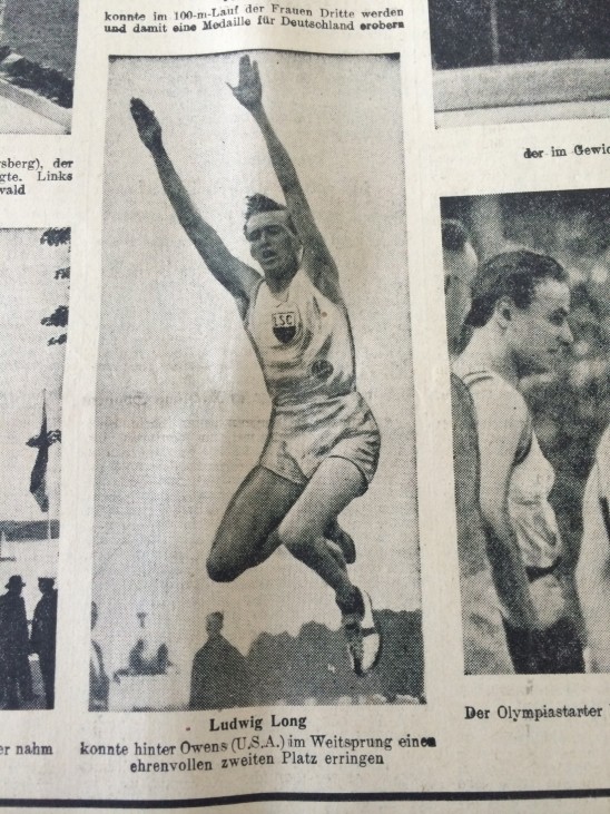 Luz Long in den Münchner Neuesten Nachrichten vom 5. August 1936. Ein Foto von Olympiasieger Jesse Owens druckte die Zeitung nicht.