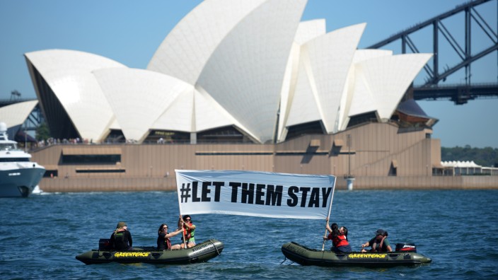 Australien: Protestaktion von Greenpeace in Sidney.