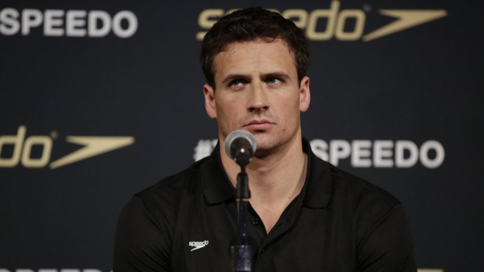 Ryan Lochte answers questions after the New York launch of Team Speedo and Speedo s Fastskin LZR Rac