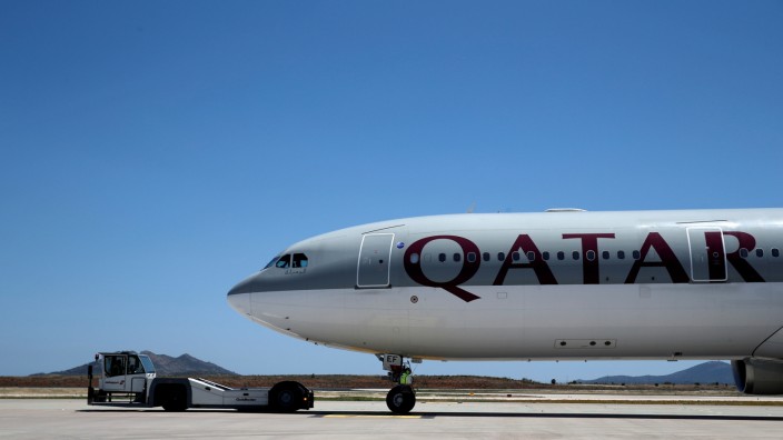 File photo of a Qatar Airways aircraft on a runway of the Eleftherios Venizelos International Airport in Athens