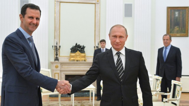 Treffen des syrischen Machthabers Baschar al-Assad mit Wladimir Putin in Moskau im Oktober 2015