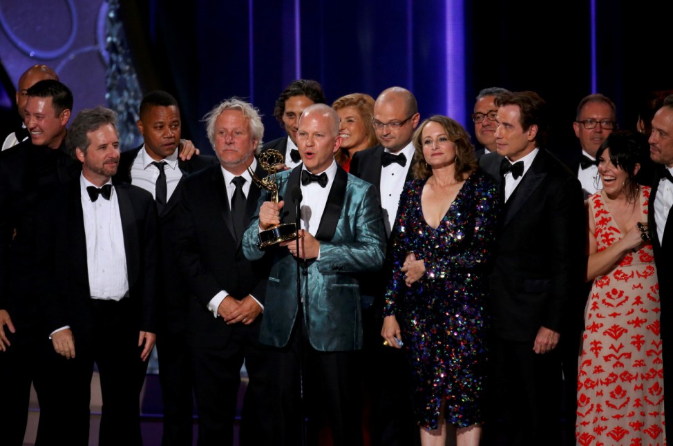 Ryan Murphy accepts the award for Outstanding Limited Series at the 68th Primetime Emmy Awards in Los Angeles