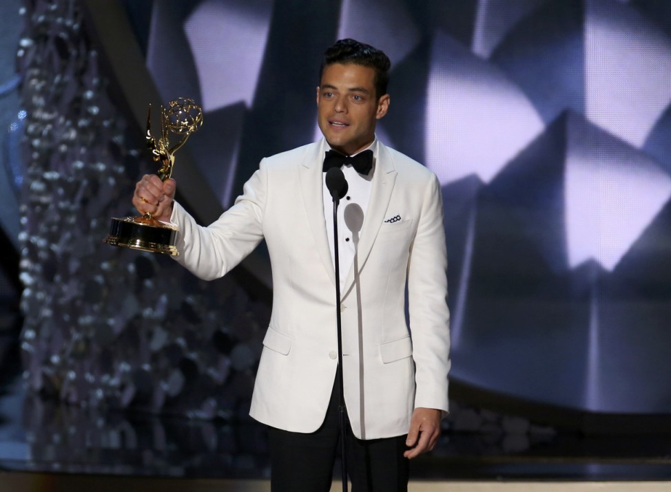 Rami Malek accepts the award for Outstanding Lead Actor In A Drama Series at the 68th Primetime Emmy Awards in Los Angeles