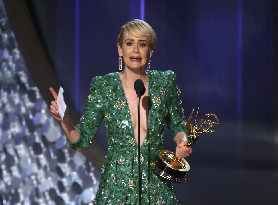 Paulson accepts the award for Outstanding Lead Actress In A Limited Series Or Movie at the 68th Primetime Emmy Awards in Los Angeles