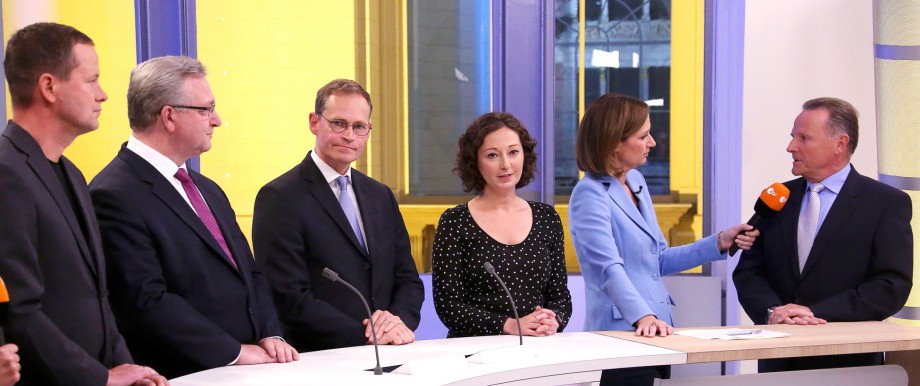 Top candidates of the Berlin state elections meet in a TV studio at the Berlin state assembly