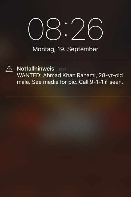 Mobile Warnsysteme: So sah der SMS-Warnhinweis auf dem Handy des SZ-Korrespondenten in New York aus. Screenshot: Tanriverdi