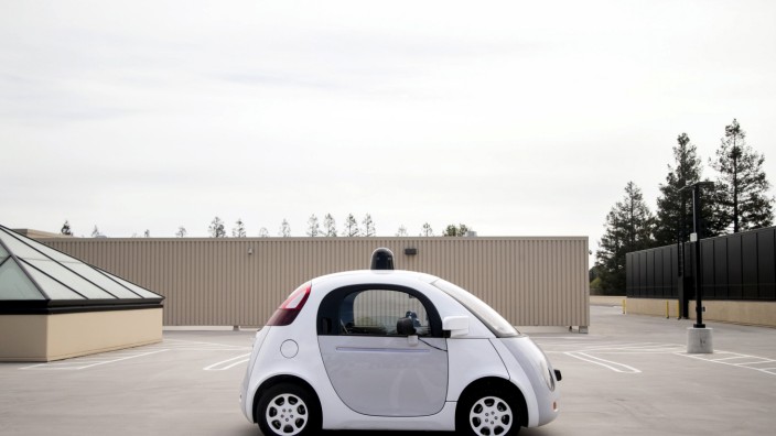 A prototype of Google's own self-driving vehicle is seen during a media preview of Google's current autonomous vehicles in Mountain View, California
