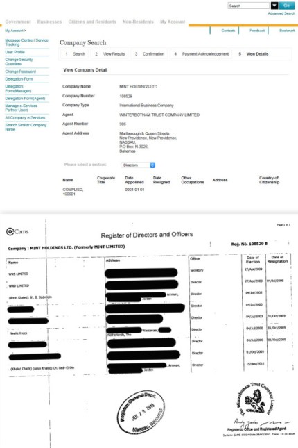 Bahamas-Leaks: Neelie Kroes ist im Online-Register der Bahamas nicht zu finden (oberer Screenshot). Auf den geleakten Dokumenten taucht ihr Name aber auf.
