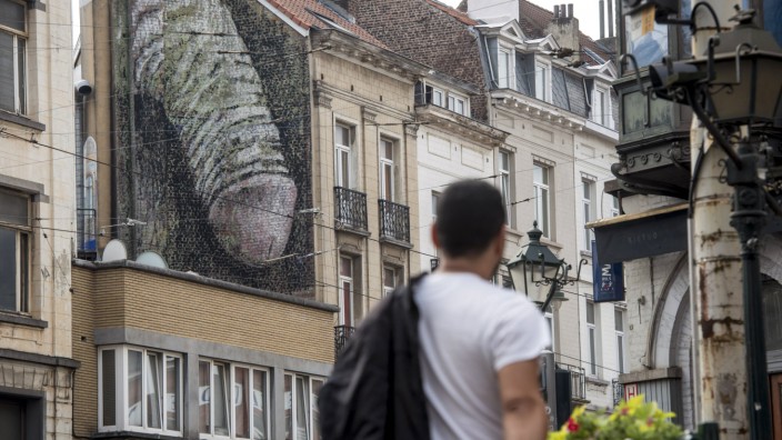 Belgium Brussels Sep 22 2016 Since the beginning of the week gigantic drawings of penises a