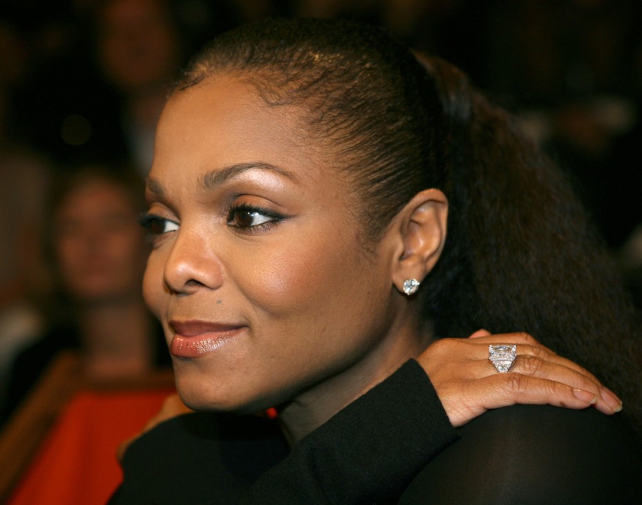 U.S. singer Janet Jackson waits for the start of the Hermes Spring/Summer 2007 ready-to-wear collection by French designer Jean-Paul Gaultier in Paris