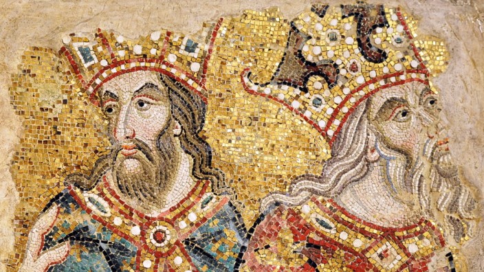 Römisch-deutscher Herrscher: Herrscherliches Idealbild aus dem 14. Jahrhundert: Das Mosaikfragment aus San Marco in Venedig soll Karl IV. während seiner Italienreise 1368/69 inspiriert haben.