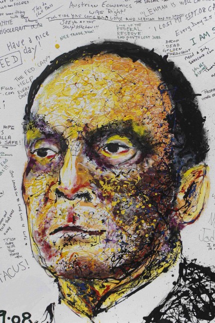 A portrait of Lehman Brothers Chief Executive Dick Fuld created by artist Geoffery Raymond is seen in New York