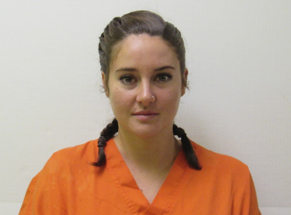 Morton County Sheriff's Department photo of actress Shailene Woodley