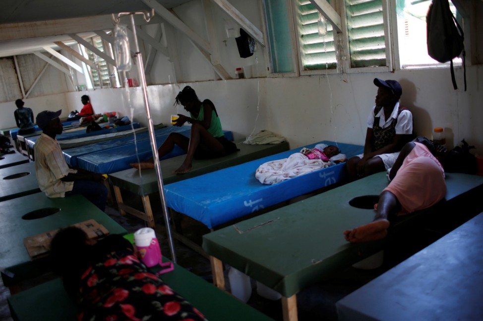 People are being treated at the cholera treatment center at the hospital after Hurricane Matthew hit Jeremie