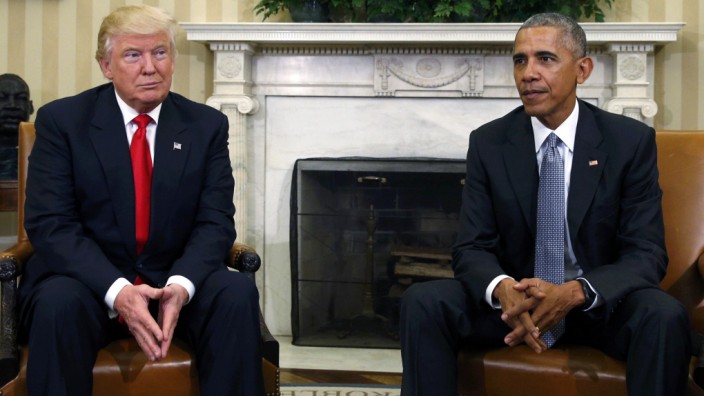 U.S.  President Obama meets with President-elect Trump in the White House Oval Office in Washington