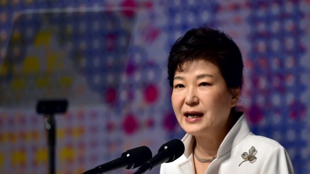 File picture of South Korean President Park delivering a speech in Seoul