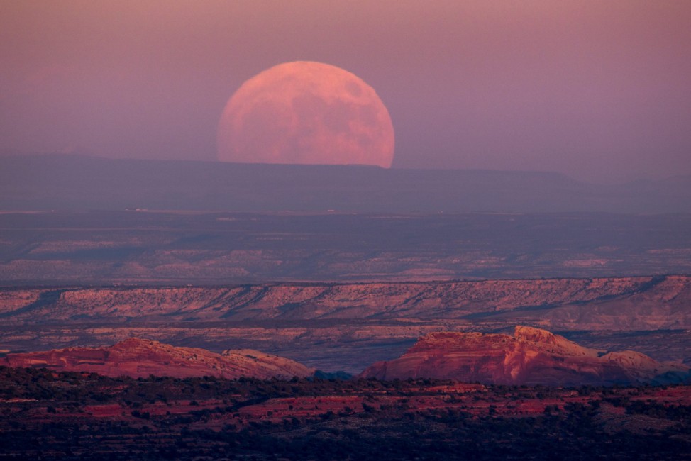 Moon rise above Valley of the Gods, Utah