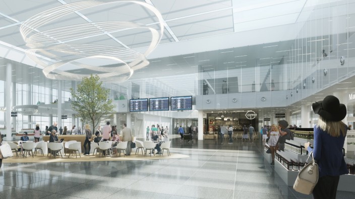 Flughafen-Ausbau: Viel Platz zum Einkaufen, zum Essen und zum Trinken soll der Anbau ans Terminal 1 bieten.