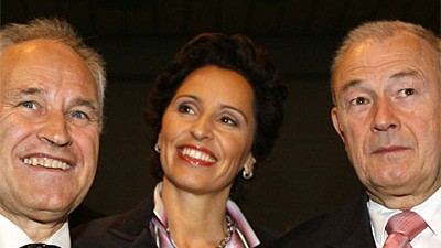 Kleine Parteitage von CSU und SPD: Kleiner Parteitag: Erwin Huber (links), Christine Haderthauer und Günther Beckstein.